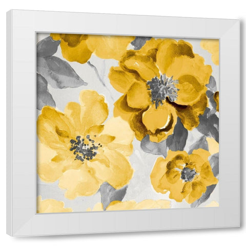 Yellow and Gray Floral Delicate I White Modern Wood Framed Art Print by Loreth, Lanie