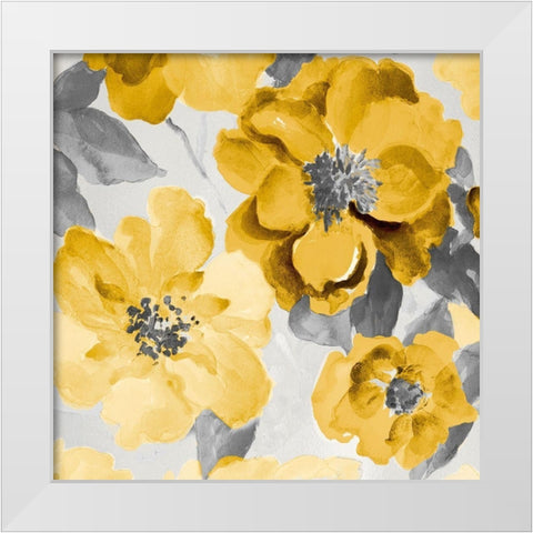 Yellow and Gray Floral Delicate I White Modern Wood Framed Art Print by Loreth, Lanie
