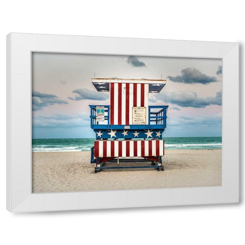 Stars and Stripes White Modern Wood Framed Art Print by Lake, Shelley