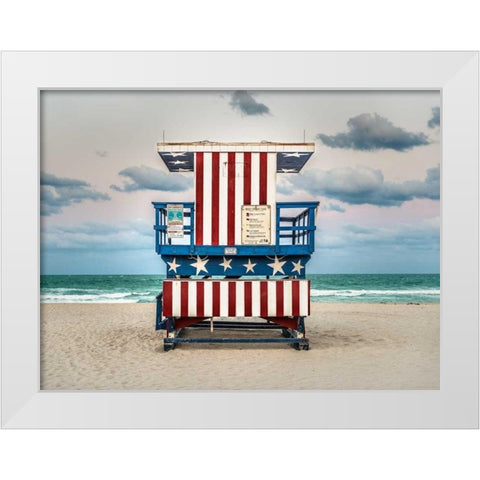 Stars and Stripes White Modern Wood Framed Art Print by Lake, Shelley