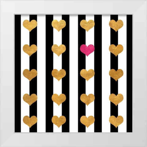 Single Pink Heart White Modern Wood Framed Art Print by Lake, Shelley