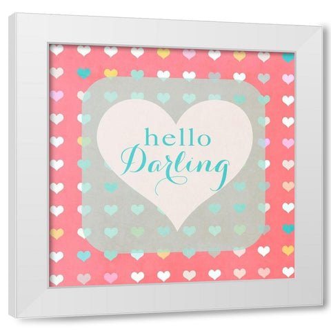 Hello Darling White Modern Wood Framed Art Print by Lake, Shelley