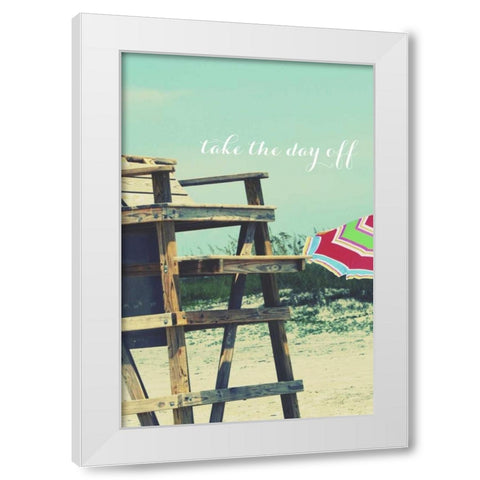 Take the Day Off White Modern Wood Framed Art Print by Peck, Gail