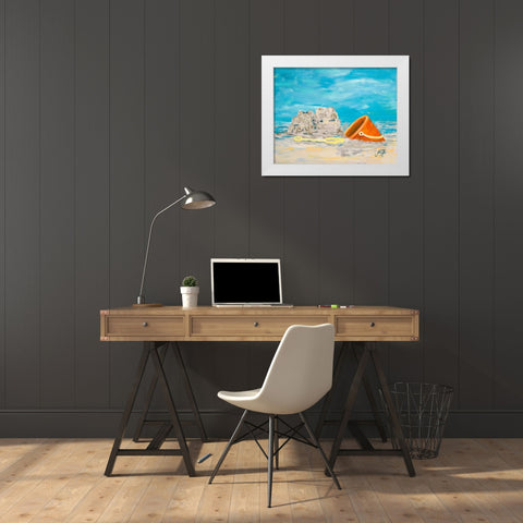 Sandcastles I White Modern Wood Framed Art Print by DeRice, Julie