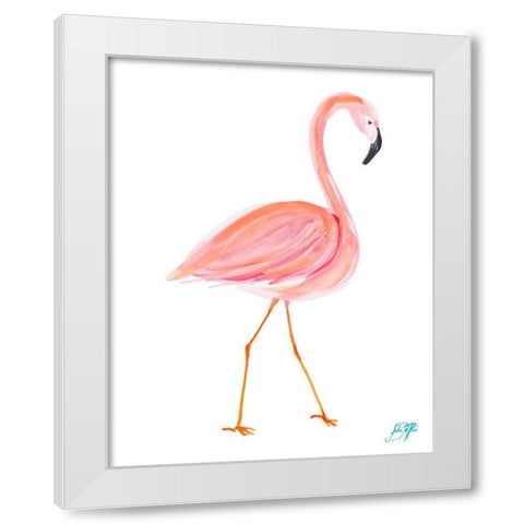 Flamingo Walk I White Modern Wood Framed Art Print by DeRice, Julie