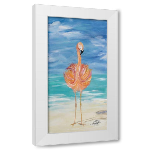 Flamingo I White Modern Wood Framed Art Print by DeRice, Julie