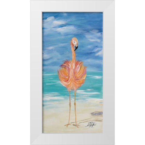 Flamingo I White Modern Wood Framed Art Print by DeRice, Julie