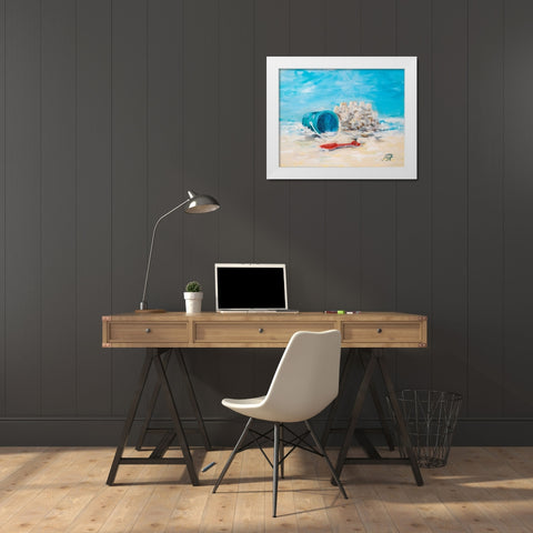 Sandcastles II White Modern Wood Framed Art Print by DeRice, Julie