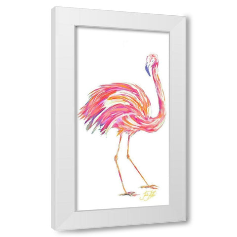 Punchy Flamingo II White Modern Wood Framed Art Print by DeRice, Julie