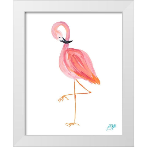 Flamingo Walk II White Modern Wood Framed Art Print by DeRice, Julie
