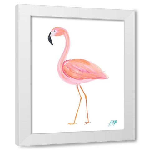 Flamingo Walk III White Modern Wood Framed Art Print by DeRice, Julie