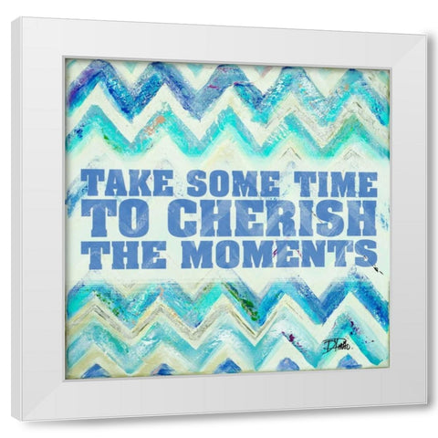 Blue Zig Zag White Modern Wood Framed Art Print by Pinto, Patricia