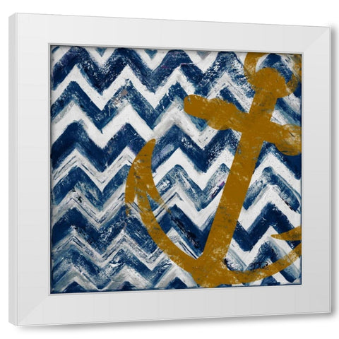 Nautical Chevron I White Modern Wood Framed Art Print by Pinto, Patricia