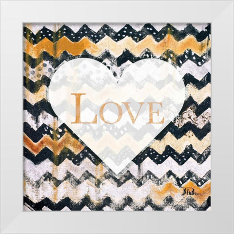 Love and Peace Square I White Modern Wood Framed Art Print by Pinto, Patricia