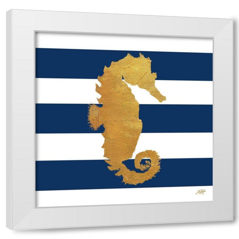 Sea Creatures on Stripes I White Modern Wood Framed Art Print by DeRice, Julie