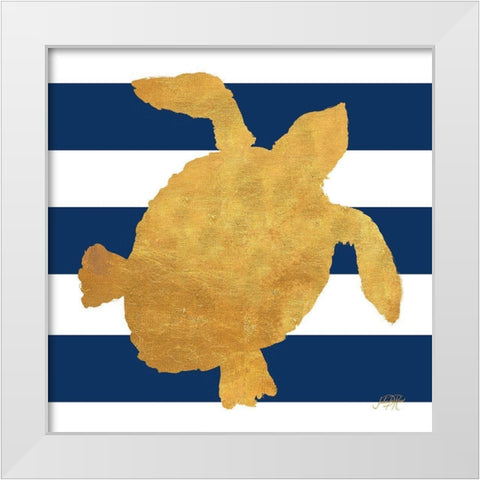 Sea Creatures on Stripes III White Modern Wood Framed Art Print by DeRice, Julie