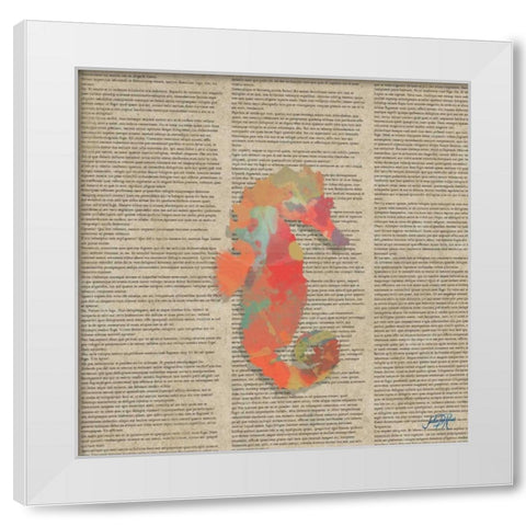 Sea Creatures on Newsprint III White Modern Wood Framed Art Print by DeRice, Julie