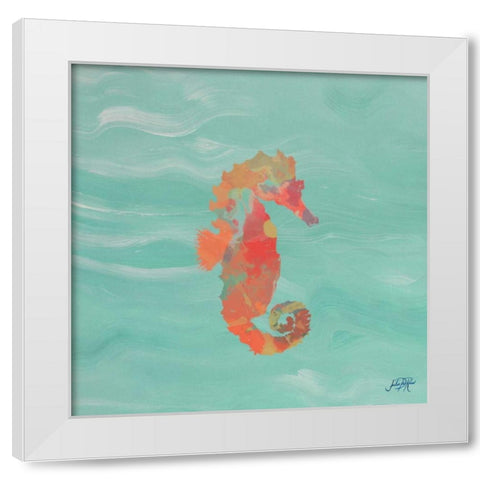 Sea Creatures on Teal III White Modern Wood Framed Art Print by DeRice, Julie