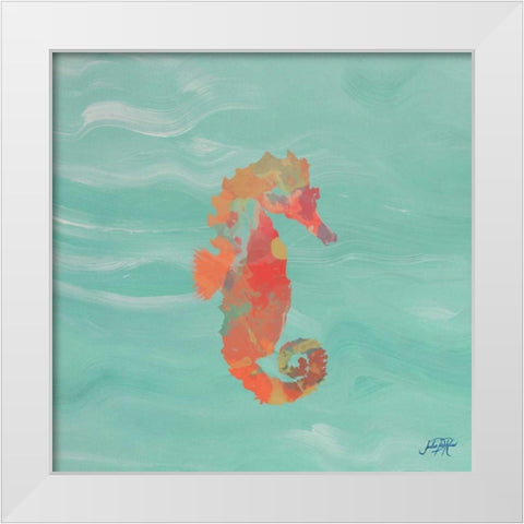Sea Creatures on Teal III White Modern Wood Framed Art Print by DeRice, Julie