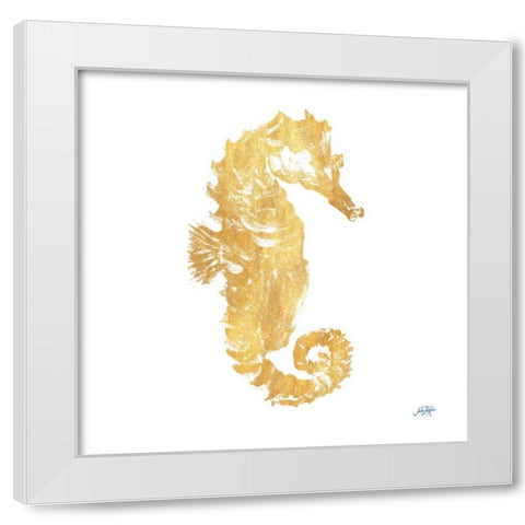 Gold Square Seahorse I White Modern Wood Framed Art Print by DeRice, Julie