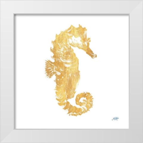 Gold Square Seahorse I White Modern Wood Framed Art Print by DeRice, Julie