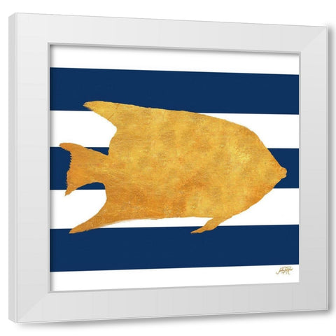 Sea Creatures on Stripes II White Modern Wood Framed Art Print by DeRice, Julie