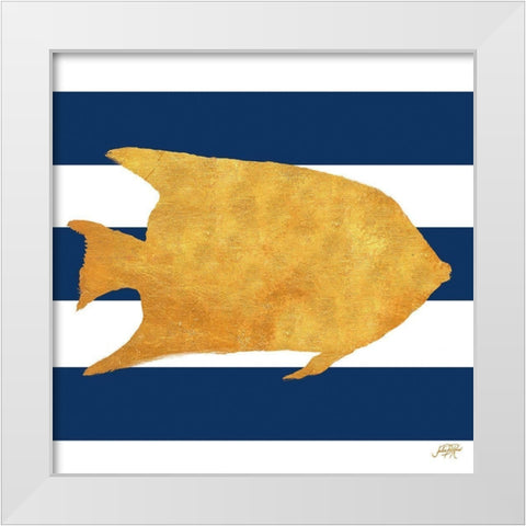 Sea Creatures on Stripes II White Modern Wood Framed Art Print by DeRice, Julie