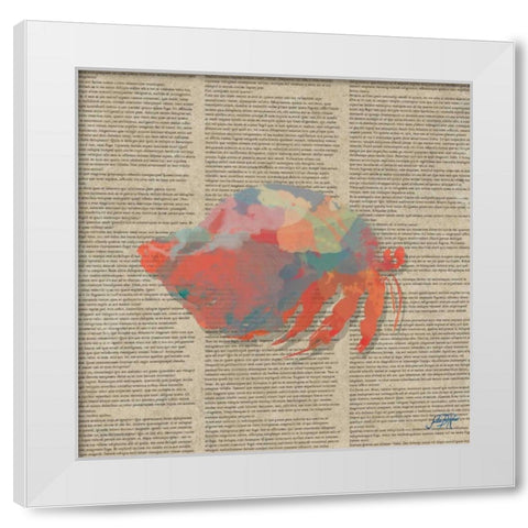 Sea Creatures on Newsprint II White Modern Wood Framed Art Print by DeRice, Julie