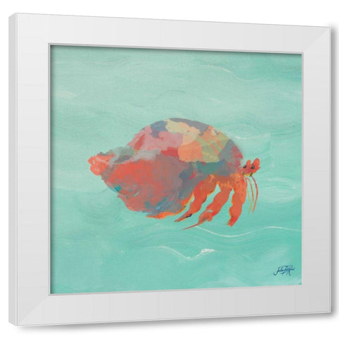 Sea Creatures on Teal II White Modern Wood Framed Art Print by DeRice, Julie