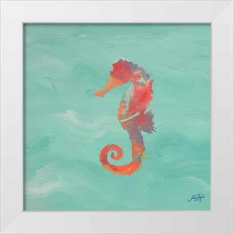 Sea Creatures on Teal IV White Modern Wood Framed Art Print by DeRice, Julie