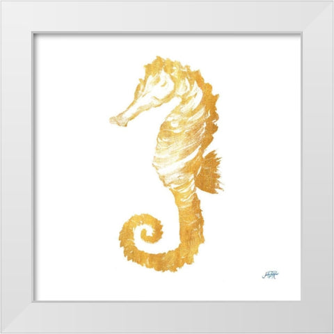 Gold Square Seahorse II White Modern Wood Framed Art Print by DeRice, Julie