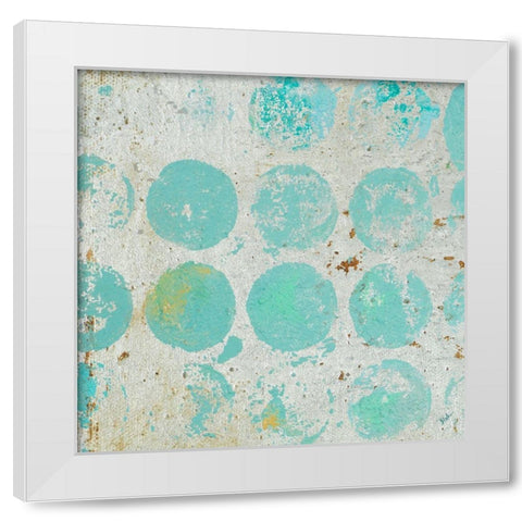 Aqua Circles I White Modern Wood Framed Art Print by Pinto, Patricia