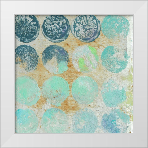Aqua Circles II White Modern Wood Framed Art Print by Pinto, Patricia