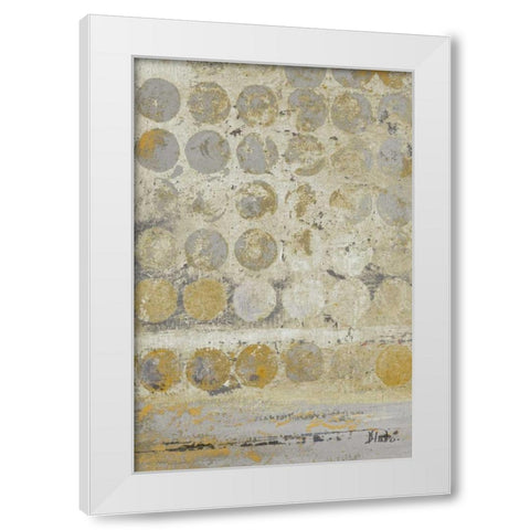 Dots on Gold I White Modern Wood Framed Art Print by Pinto, Patricia