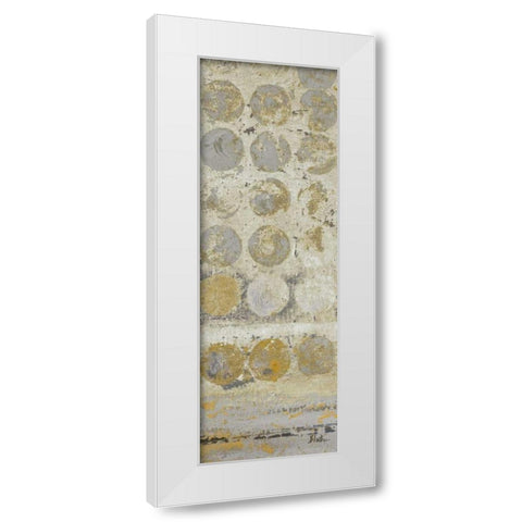 Dots on Gold Panel I White Modern Wood Framed Art Print by Pinto, Patricia