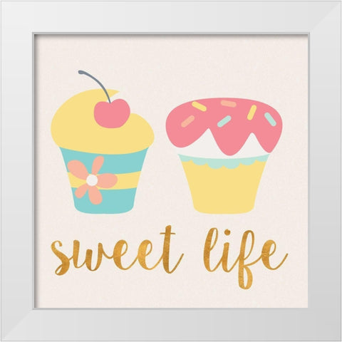 Cupcakes I White Modern Wood Framed Art Print by SD Graphics Studio