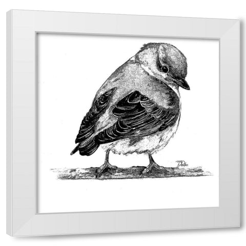 Black And White Baby Bird I White Modern Wood Framed Art Print by Pinto, Patricia