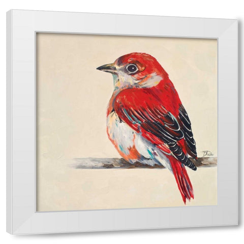 Baby Red Bird II White Modern Wood Framed Art Print by Pinto, Patricia