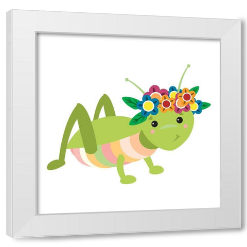 Fun Loving Caterpillar White Modern Wood Framed Art Print by Josefina