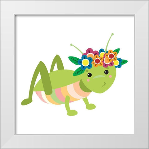 Fun Loving Caterpillar White Modern Wood Framed Art Print by Josefina