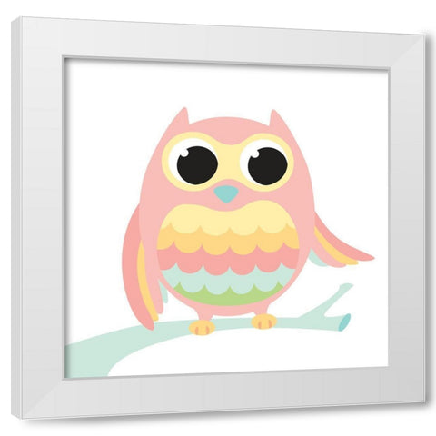 Fun Loving Owl White Modern Wood Framed Art Print by Josefina