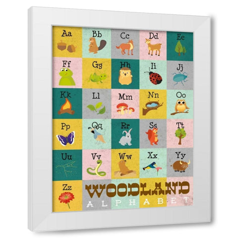 Woodland Alphabet White Modern Wood Framed Art Print by Josefina
