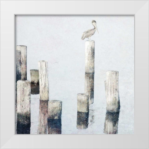 Perched Pelican White Modern Wood Framed Art Print by Nawrocke, Bruce