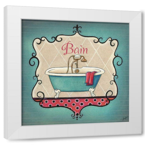 Bain and Savon I White Modern Wood Framed Art Print by Josefina