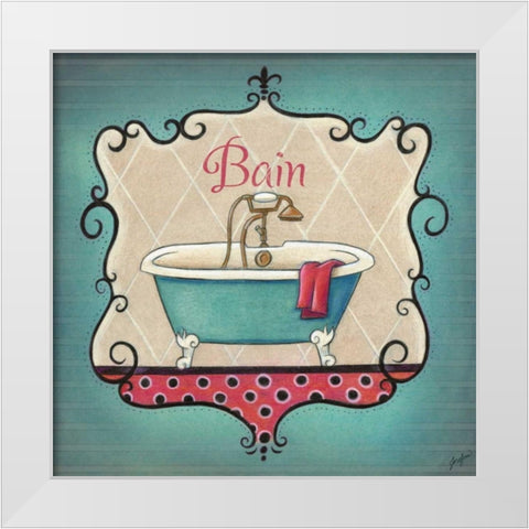 Bain and Savon I White Modern Wood Framed Art Print by Josefina