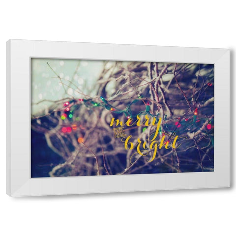 Merry and Bright White Modern Wood Framed Art Print by Poynter, Kelly