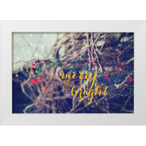 Merry and Bright White Modern Wood Framed Art Print by Poynter, Kelly