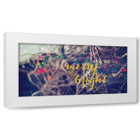 Merry Light Bright White Modern Wood Framed Art Print by Poynter, Kelly
