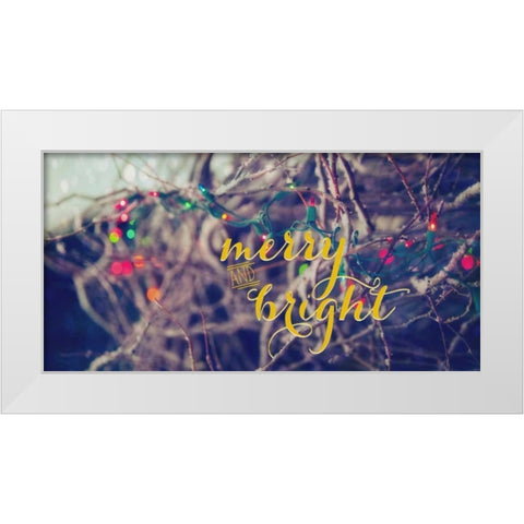 Merry Light Bright White Modern Wood Framed Art Print by Poynter, Kelly