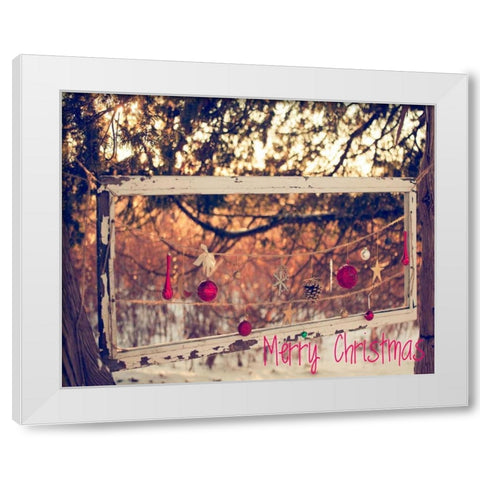 Merry Christmas Ornaments White Modern Wood Framed Art Print by Poynter, Kelly